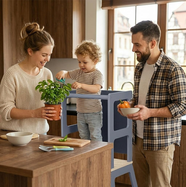 Baby Vivo Lernturm aus Holz - Tower Küche Kindermöbel Learning Tower - Schemel Lerntower für Kinder