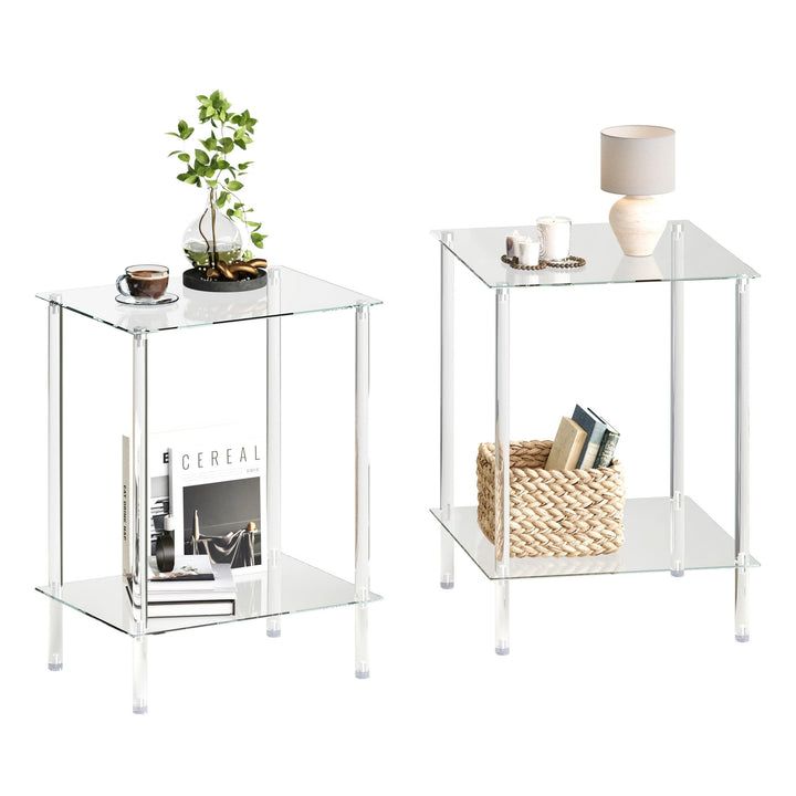 Kleiner Beistelltisch Glas 2er Set ET008TR Transparent 2er set, Transparent 2er set