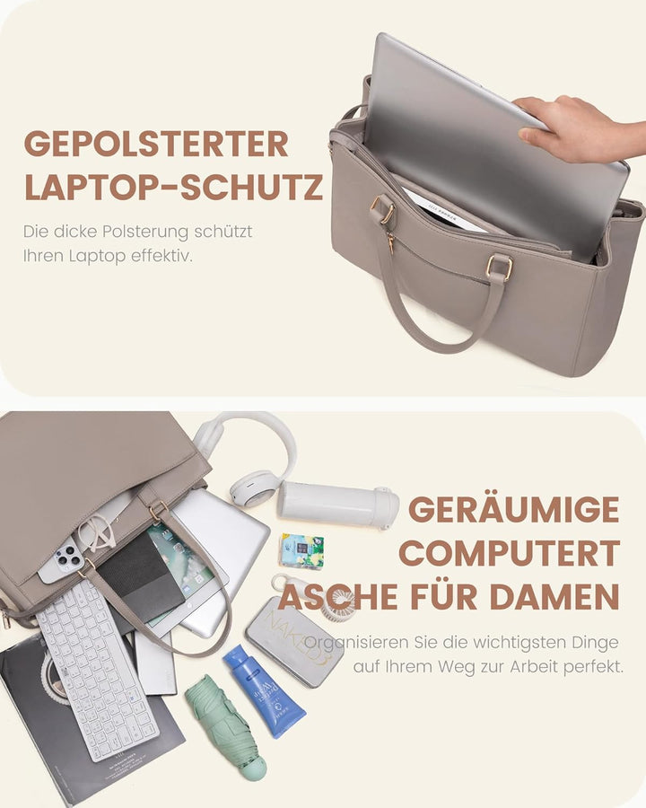 LOVEVOOK Grosse Laptoptasche Damen 17 Zoll, Leicht Aktentasche Arbeitstasche Handtasche, Elegant Lap
