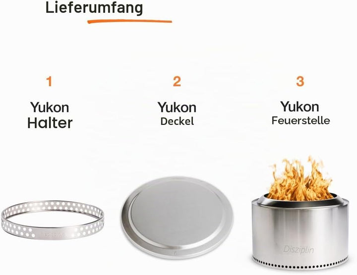 Solo Stove Feuerschale Yukon Essential Set 2.0 | Inkl. Feuerstelle, Standfuss, Deckel, Raucharme Hol