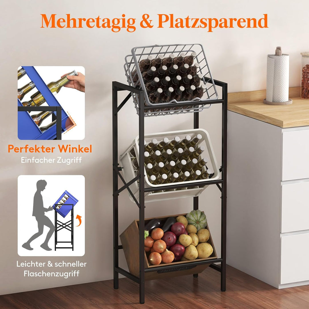 Lifewit Getränkekistenregal 3 Kisten hoch, Stabiles Kistenregal Metall trag. 450 kg, platzsparendes