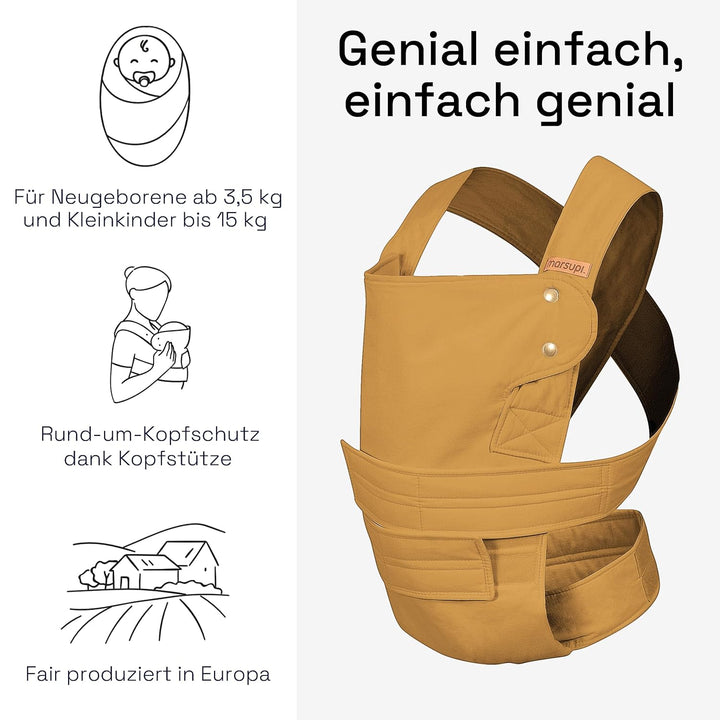 Marsupi Babytrage und Neugeborenen-Trage, Classic (aus reiner Bio-Baumwolle), Version 2.0, Buttersco