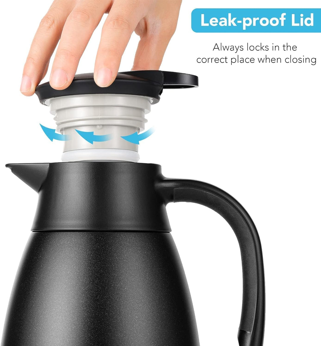 2.5L Thermoskanne Edelstahl Doppelwandige Vakuumisolierung Isolierkanne Kaffeekanne, Schwarz 2500 ml