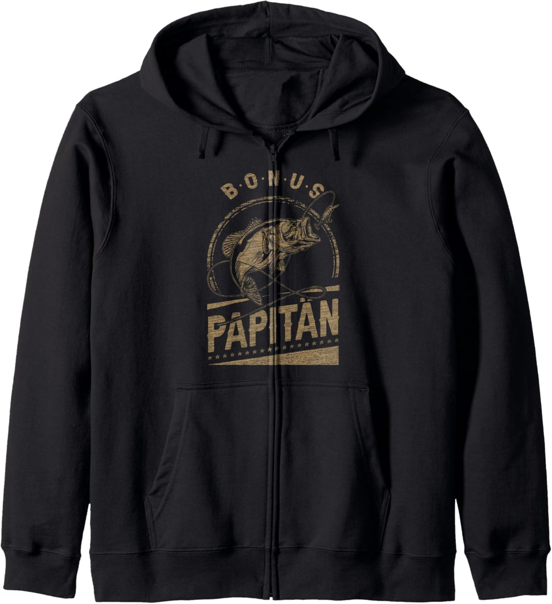 Bonus Papa Angler, Stiefvater, Papitän, Vintage-Look Kapuzenjacke