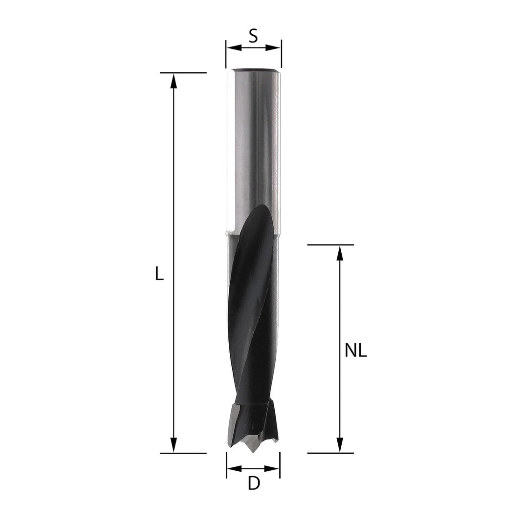 ENT 22368 Dübelbohrer HW, Schaft (S) 10 mm, Durchmesser (D) 12 mm, NL 35 mm, SL 30 mm, L 70 mm, Rech