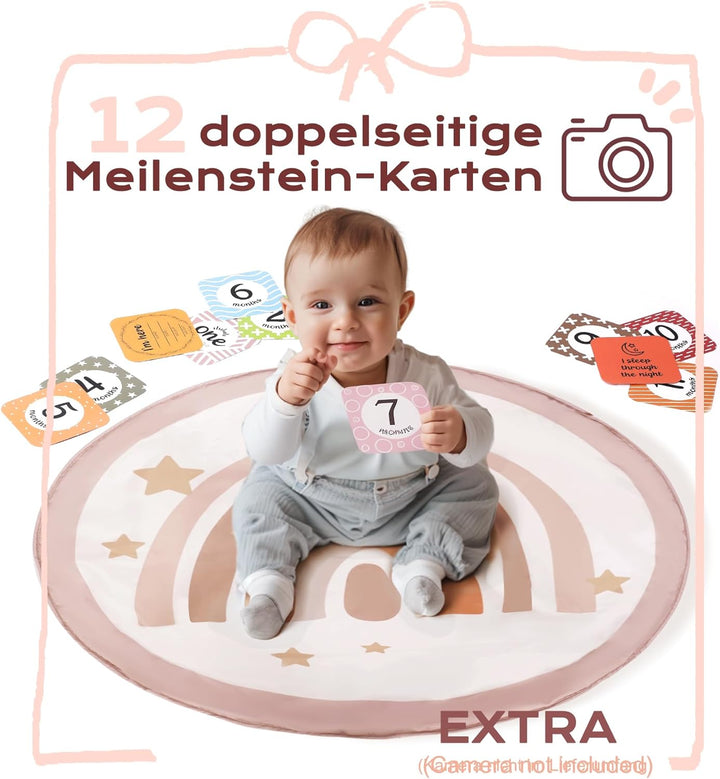 Mallify Baby Spielbogen, Aktivitätsmatte Spieldecke für Bauchzeit mit 7 abnehmbaren Spielzeugen und