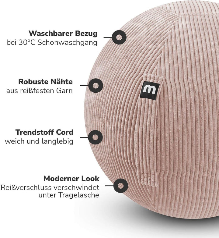 mokebo Stoff Sitzball Büro ergonomisch 'Der Sportliche', Sitzball mit Pumpe oder Pezziball mit Stoff