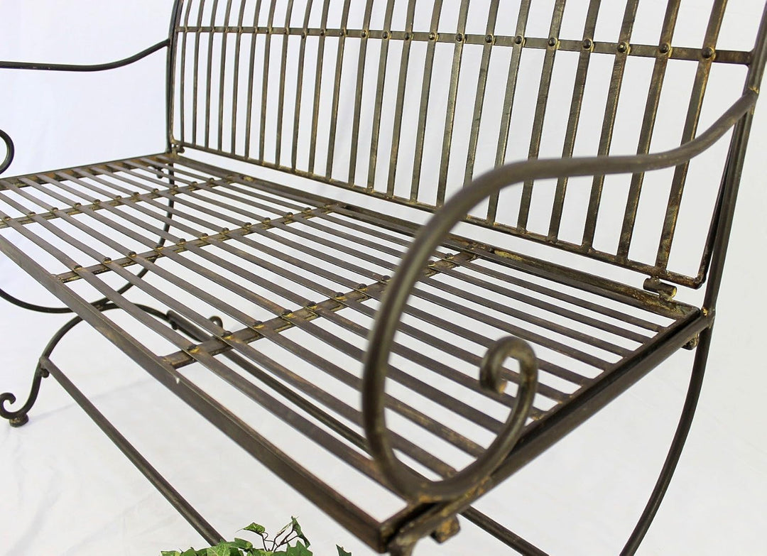 DanDiBo Gartenbank Metall Braun Wetterfest 2-Sitzer Finca 102 cm Bank Garten Sitzbank Eisen