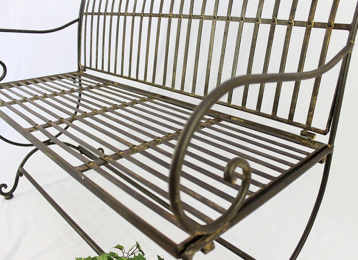 DanDiBo Gartenbank Metall Braun Wetterfest 2-Sitzer Finca 102 cm Bank Garten Sitzbank Eisen