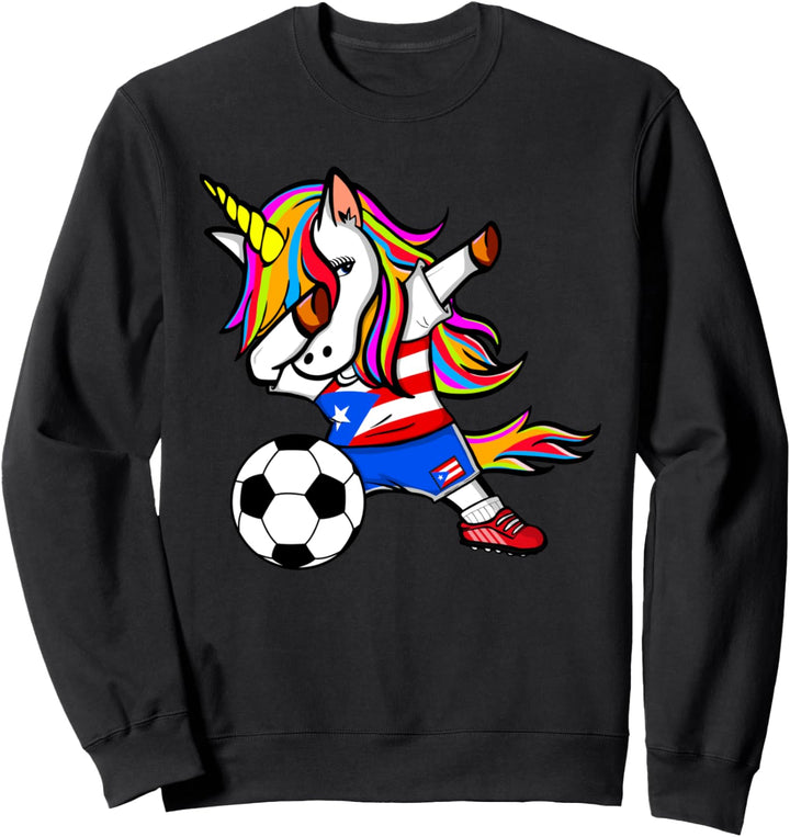 Dabbing Einhorn Puerto Rico Fussball puertoricanische Flagge Sweatshirt