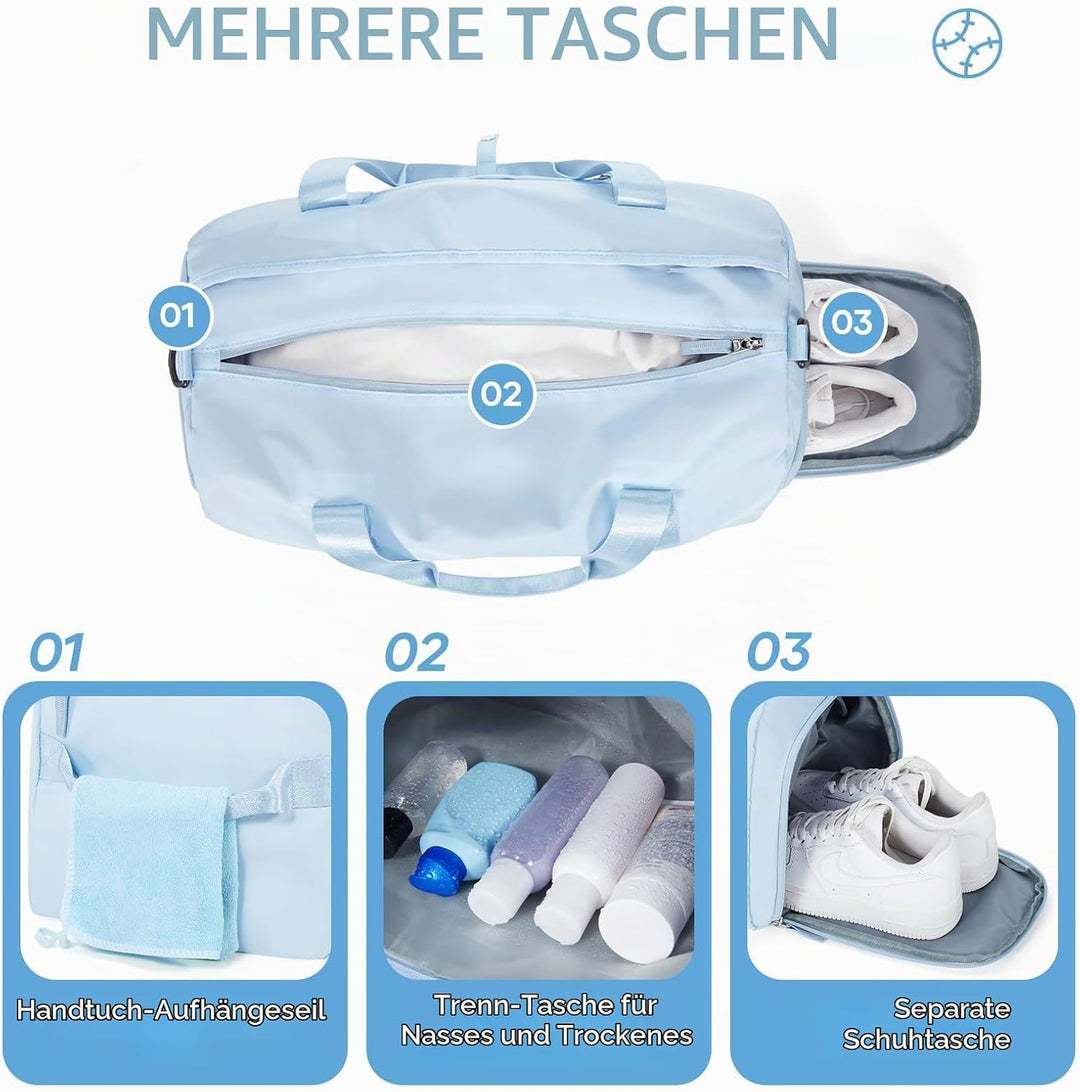 HYC00 Sport Duffel Bag Damen Herren Sporttasche mit Nassfach &amp; Schuhfach Reise Duffel Bags Übernacht