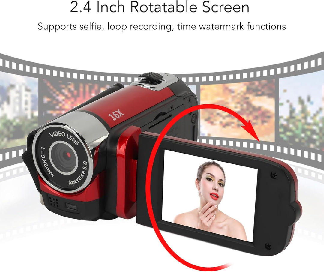 D90 1080P 16MP Digitalkamera 2,4 Zoll Drehbare Bildschirm Kamera 16X Zoom HD Videorekorder mit Beleu