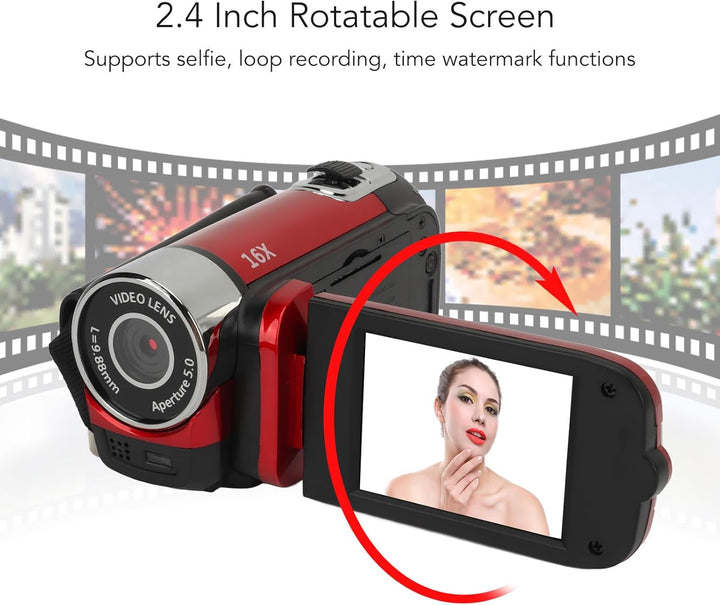 D90 1080P 16MP Digitalkamera 2,4 Zoll Drehbare Bildschirm Kamera 16X Zoom HD Videorekorder mit Beleu
