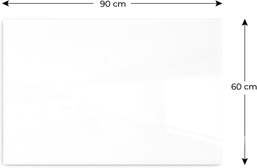 ALLboards Glasboard Magnetisch Perlweiss 90x60cm, Rahmenlos, Glastafel, Magnettafel, Gehärtetes Glas