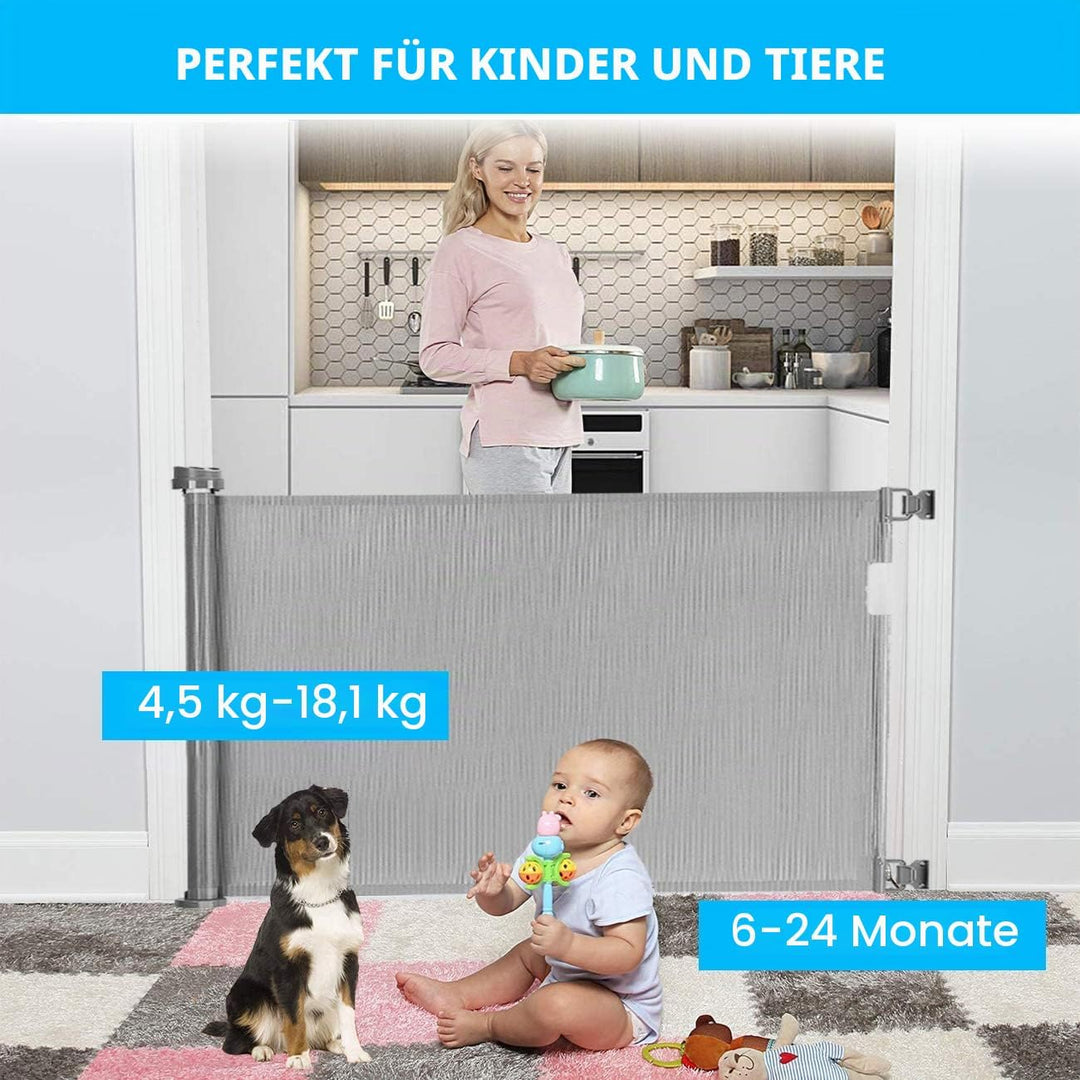 Wodondog Baby-treppenschutzgitter,0-150 cm, 83 cm Hoch,türschutzgitter ausziehbar, Einhändig Bedienb