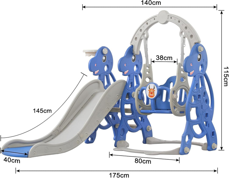 Aufun Rutsche Kinderrutsche, 4-in-1, Spielplatz mit Basketballkorb, extra Lange Rutsche, Schaukel, e