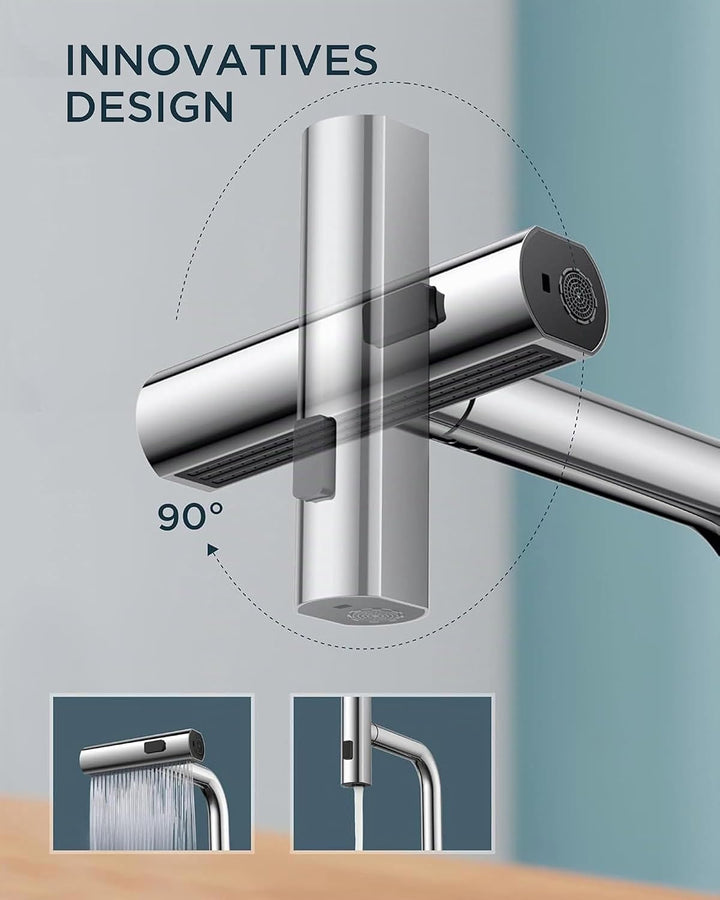 FORIOUS Küchenarmatur, Hochdruck Wasserhahn Küche Ausziehbar mit Brause, 360° Drehbar Mischbatterie