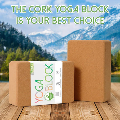 Yogablöcke Kork 2er Set - Yoga Block aus natürlichem Kork - Yogaklotz für Fitness Pilates Stretching