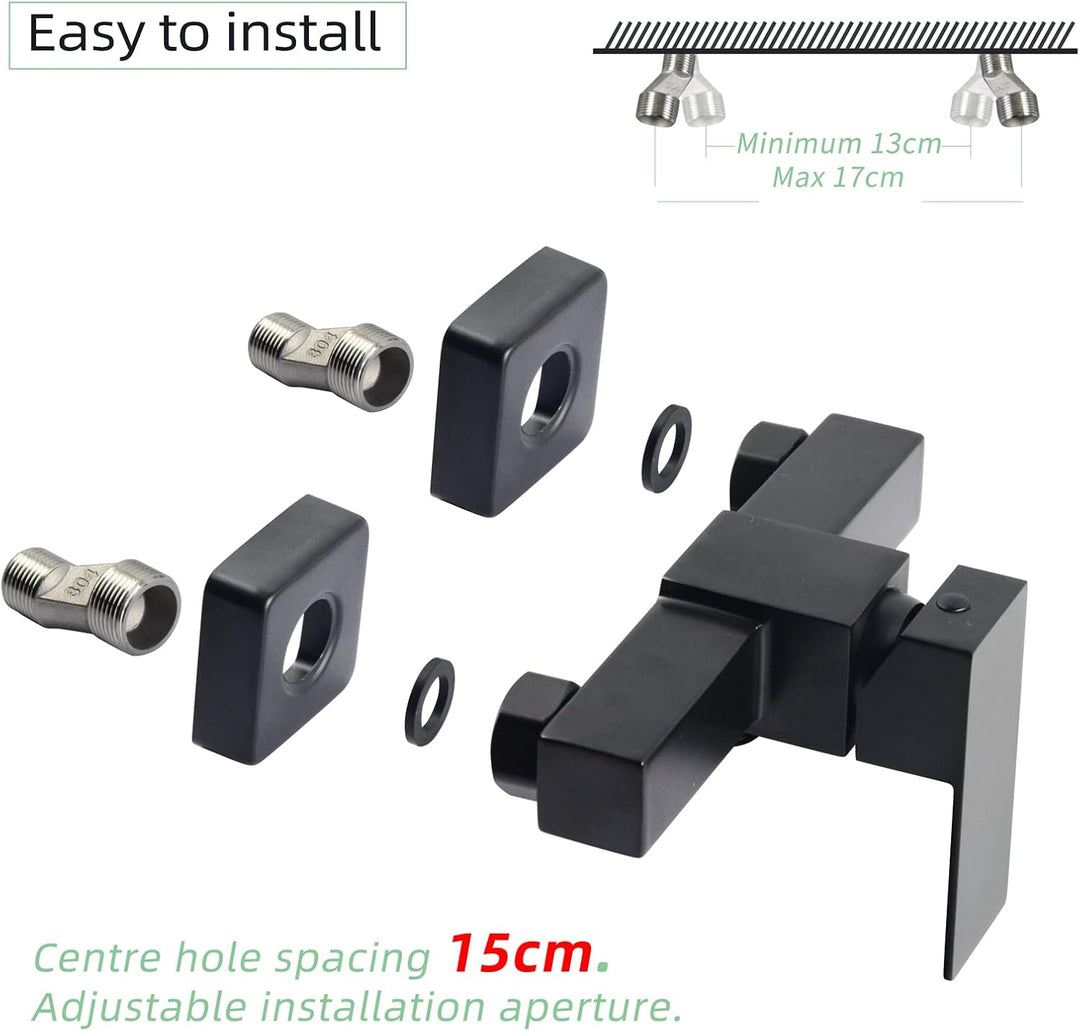 Duscharmatur Set,Wandmontage Brausebatterie mit Handbrause, Schwarz mischbatterie für dusche,Aufputz