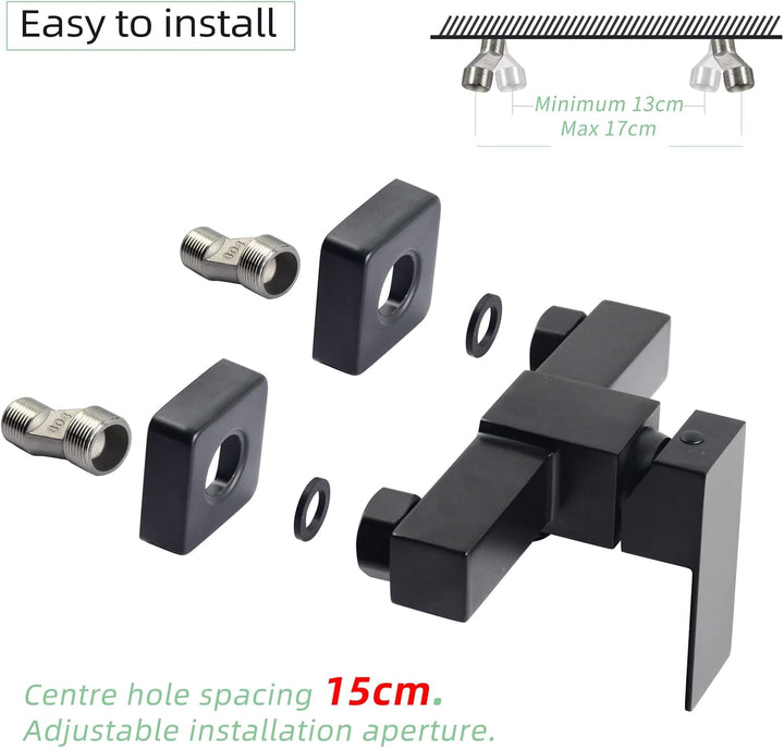 Duscharmatur Set,Wandmontage Brausebatterie mit Handbrause, Schwarz mischbatterie für dusche,Aufputz