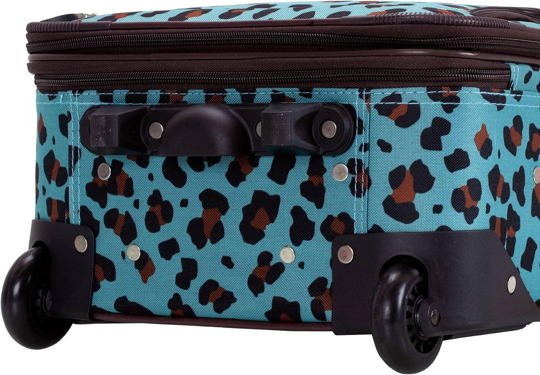 Rockland Jungle Softside Gepäck-Set, Blauer Leopard (Blau) - F125, 4-Piece Set (14/29/24/28) Einheit