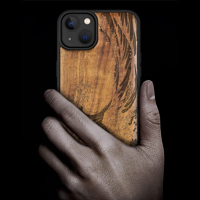 Carveit Handyhülle für iPhone 14 Plus Cover Kompatibel mit Magsafe [Holz und TPU Silikon Hybrid hüll