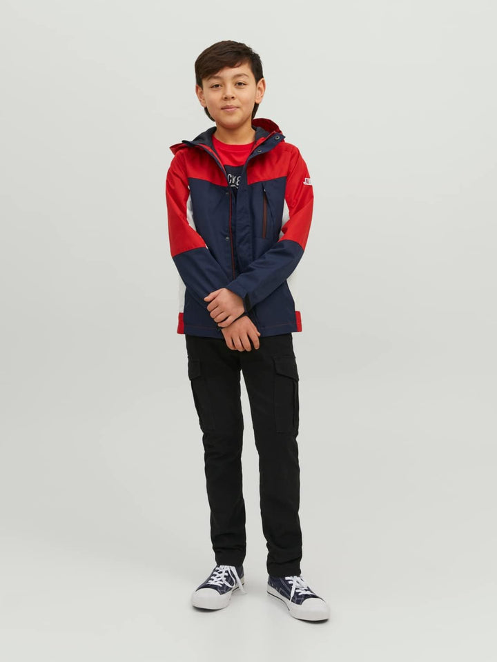 JACK & JONES Herren Jcologan Light Jacket Jnr Jacke 128 Navy Blazer/Detail:POMPEIANRED/WHITE BLOCKIN