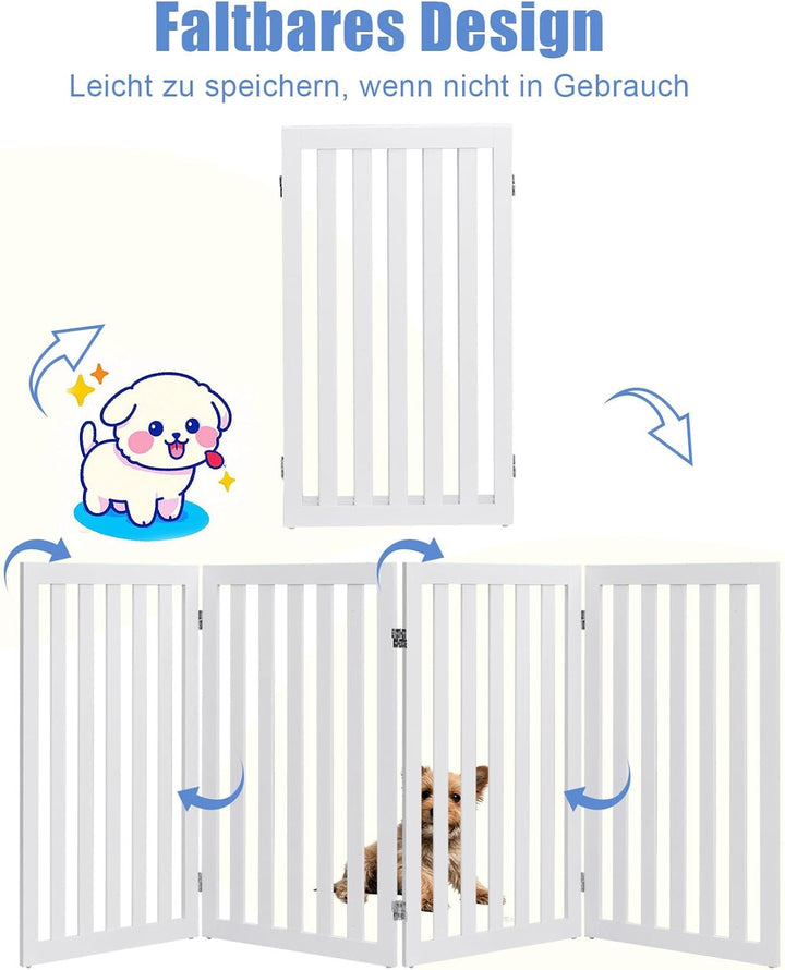 SOARS Absperrgitter Hund, faltbar & freistehend Hundegitter, Schutzgitter für Tür & Treppe, Türschut