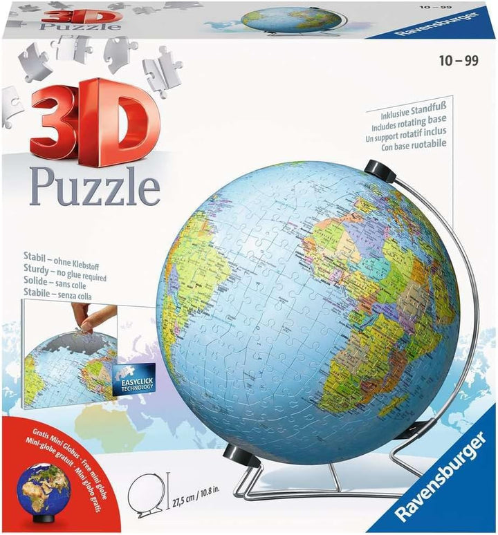 Ravensburger 3D Puzzle 11159 - Puzzle-Ball Globus in deutscher Sprache - 540 Teile - Puzzle-Ball Glo