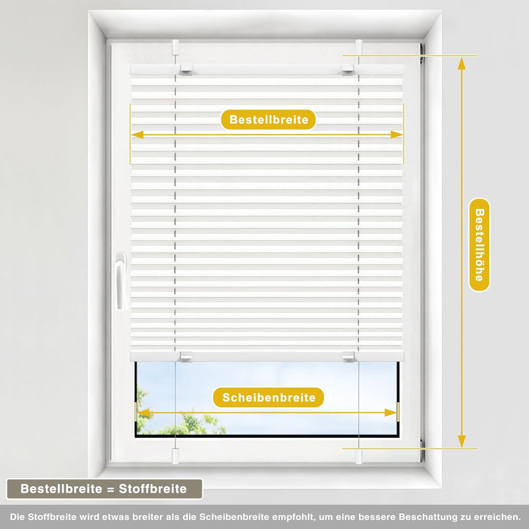 Victoria M. Easyfix Plissee Faltrollo ohne Bohren Plisseeanlage Klemmfix mit Klemmträger für Fenster