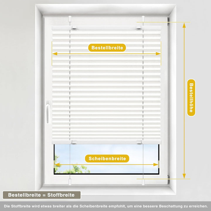 Victoria M. Easyfix Plissee Faltrollo ohne Bohren Plisseeanlage Klemmfix mit Klemmträger für Fenster