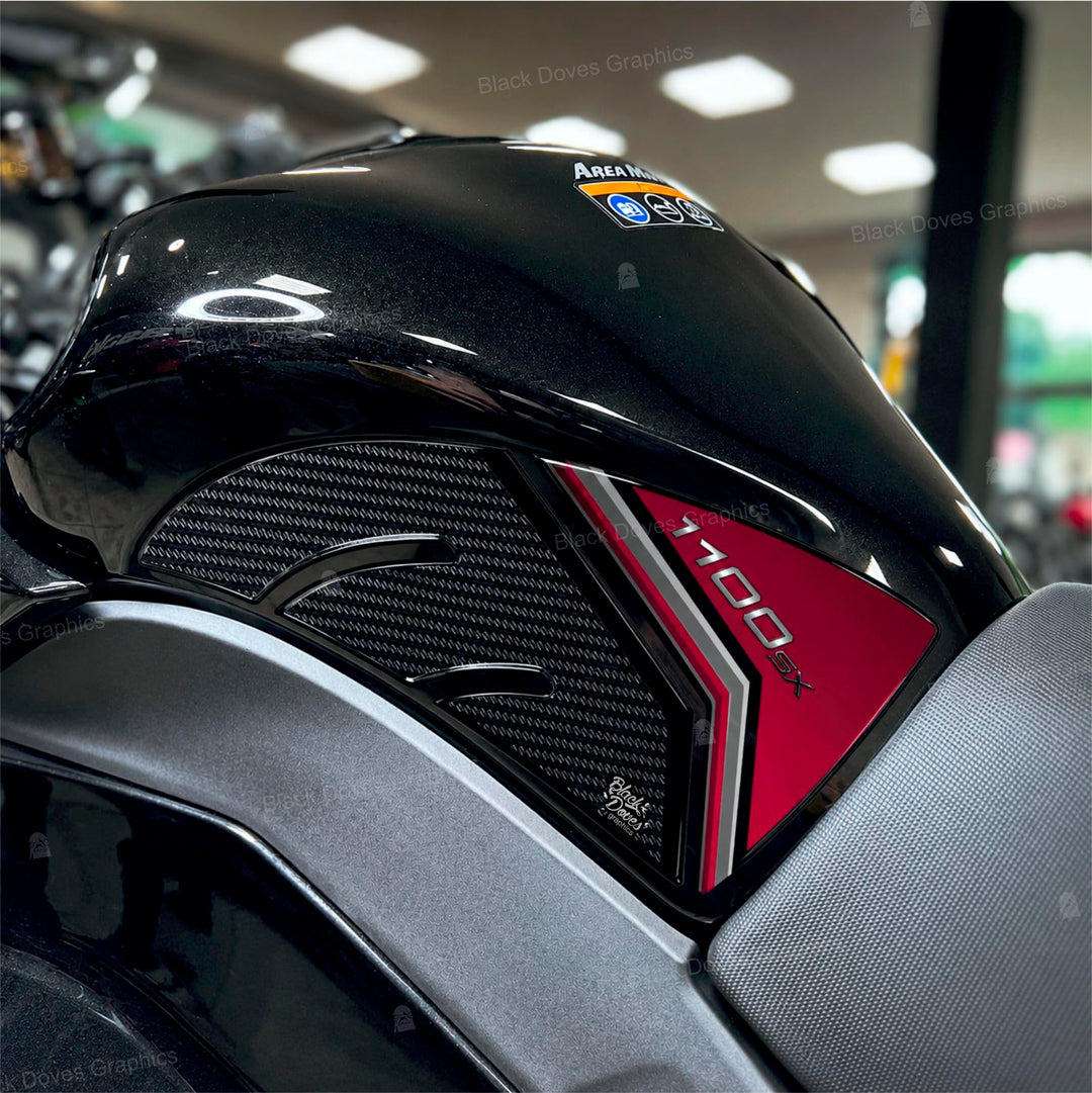 Harzbeschichtete 3D-Aufkleber kompatibel mit Kawasaki Ninja 1100 SX 2025 Metallic Matte Graphenestee