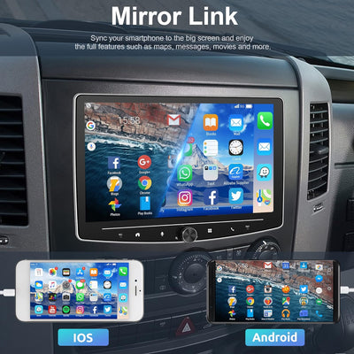 Podofo Android 11 Autoradio 1 din mit 10 Zoll drehbarem Bildschirm 2+32G physische Taste Mirror Link