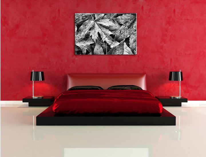 Pixxprint Bunte Herbstblätter / 100x70cm Leinwandbild bespannt auf Holzrahmen/Wandbild Kunstdruck De