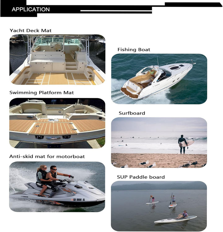 Hzkaicun Eva Schaum Boot 240x17/41/60/90 cm, Teakholz Eva Schaum Bodenbelag, Selbstklebende Deck Tep