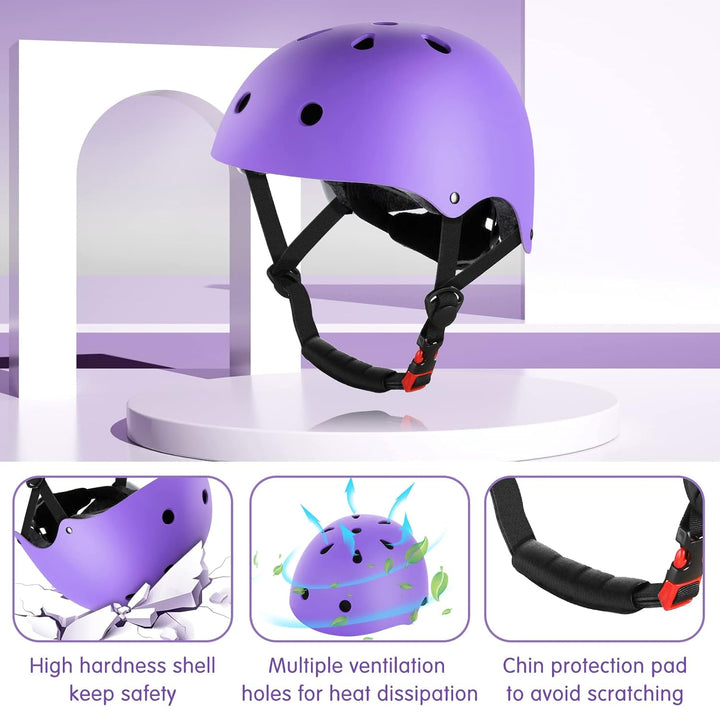 WayEee Knieschoner Kinder mit Helm, Schonerset Kinder 3-10 Jahre, Knieschützer Inliner Kinder Schutz