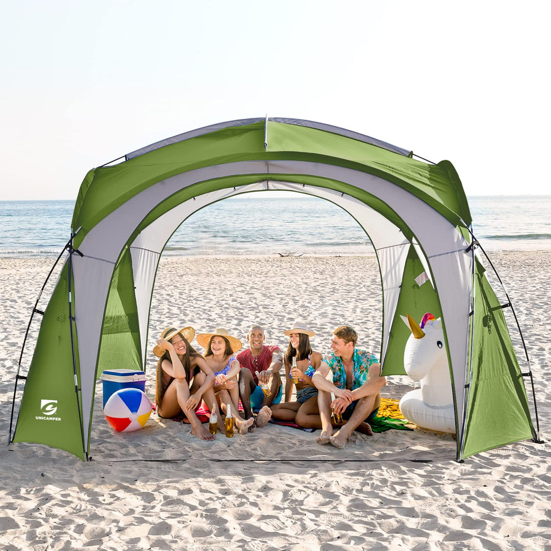 UNICAMPER Grosses Strandzelt UPF 50+, 3,6 x 3,6 m, wasserdicht und regenfest, Kuppel-Sonnenschutz fü