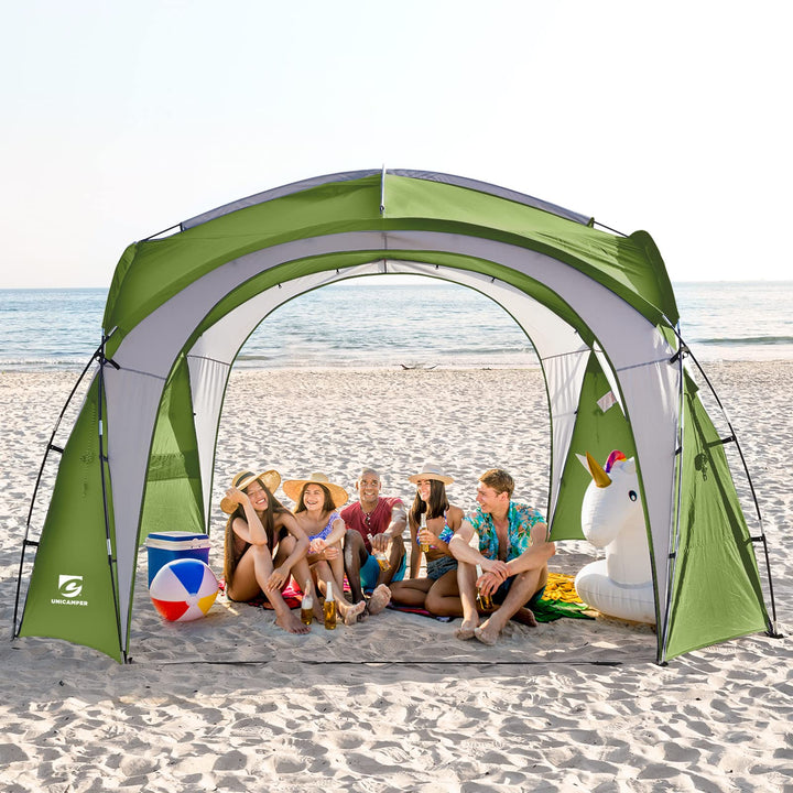 UNICAMPER Grosses Strandzelt UPF 50+, 3,6 x 3,6 m, wasserdicht und regenfest, Kuppel-Sonnenschutz fü