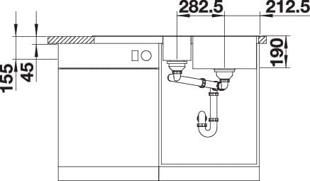 BLANCO COLLECTIS 6 S | SILGRANIT anthrazit | Einbauart: Einbau von Oben | Hauptbecken rechts | mit A