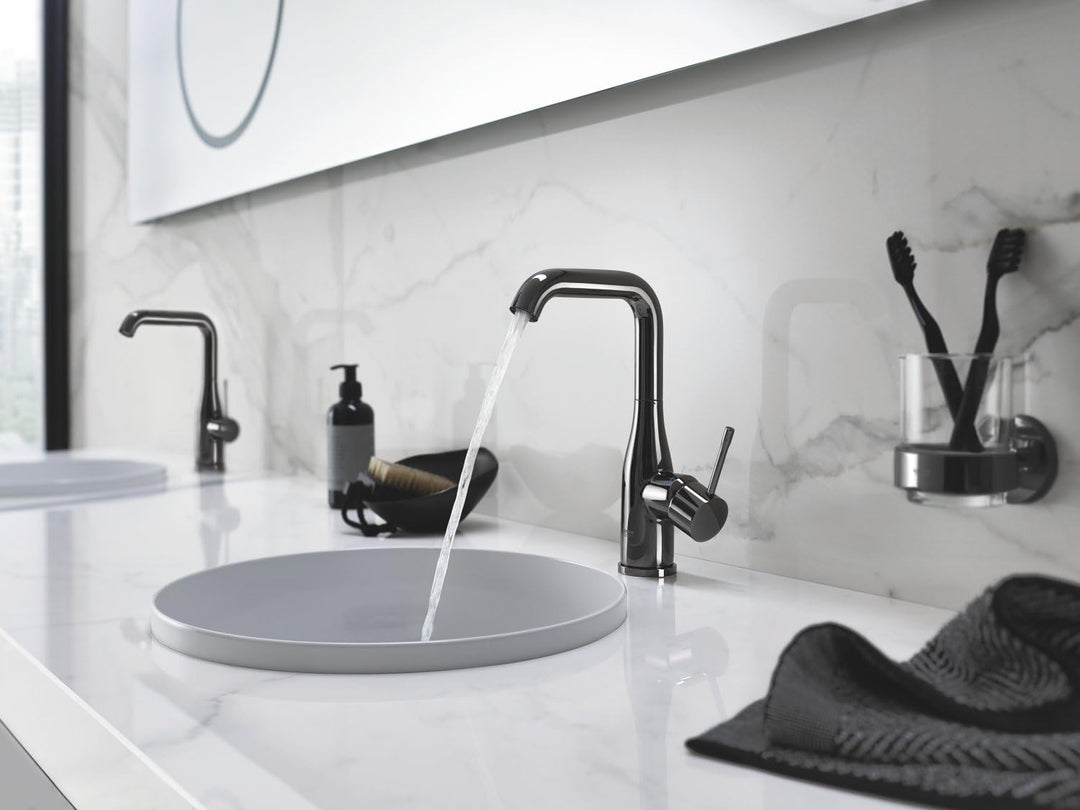 GROHE Essence - Einhand-Waschtischarmatur (wassersparend, DN 15, L-Size), hard graphite, 32628A01 L