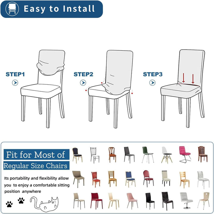 SHENGYIJING Stretch Set of 2 or 4 or 6 Waterproof Dining Chair Covers for Dining Room, Removable and