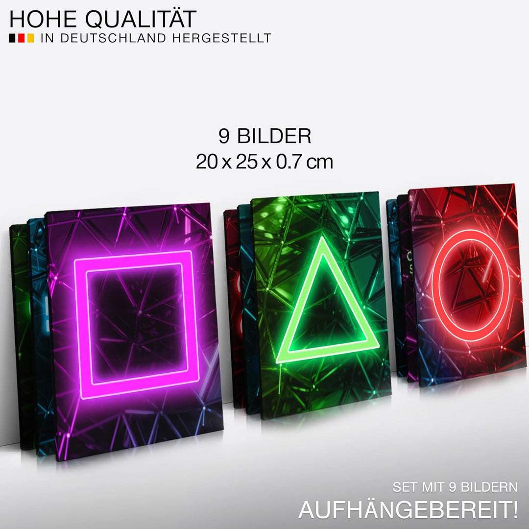 Novart Wandbilder Spielkonsole - KOMPLETT AUFHÄNGFERTIG - Gamer Kinderzimmer Junge Teenager- 9 Moder
