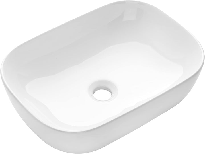 VBChome Waschbecken 45,5 x 32 cm Keramik Weiss Oval Waschtisch Handwaschbecken Aufsatzwaschbecken Wa