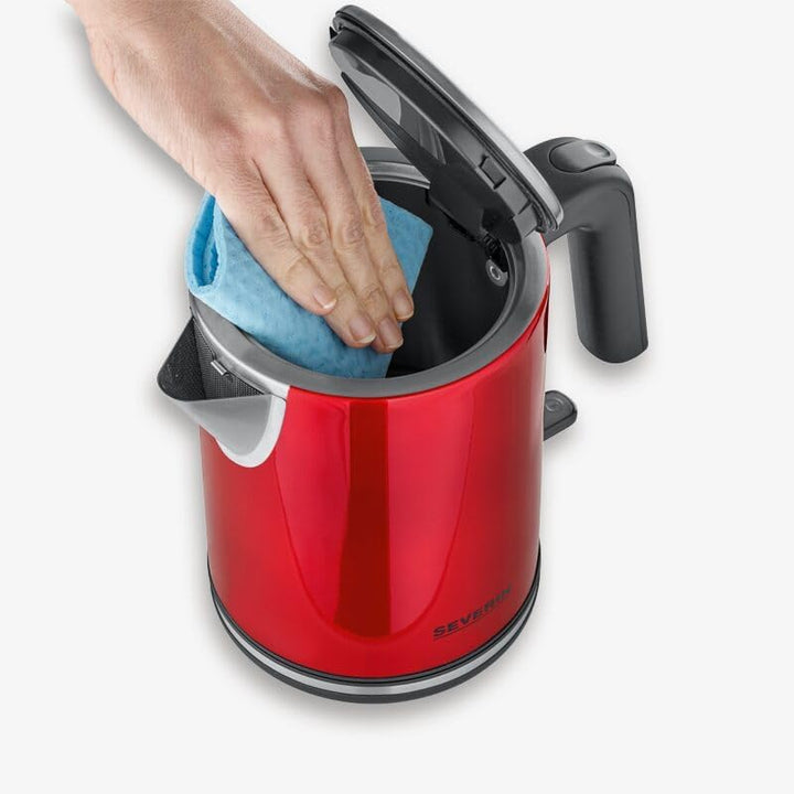 SEVERIN Wasserkocher 1L, elektrischer Wasserkocher mit Wasserstandsanzeige, Kalkfilter, XXL-Öffnung,