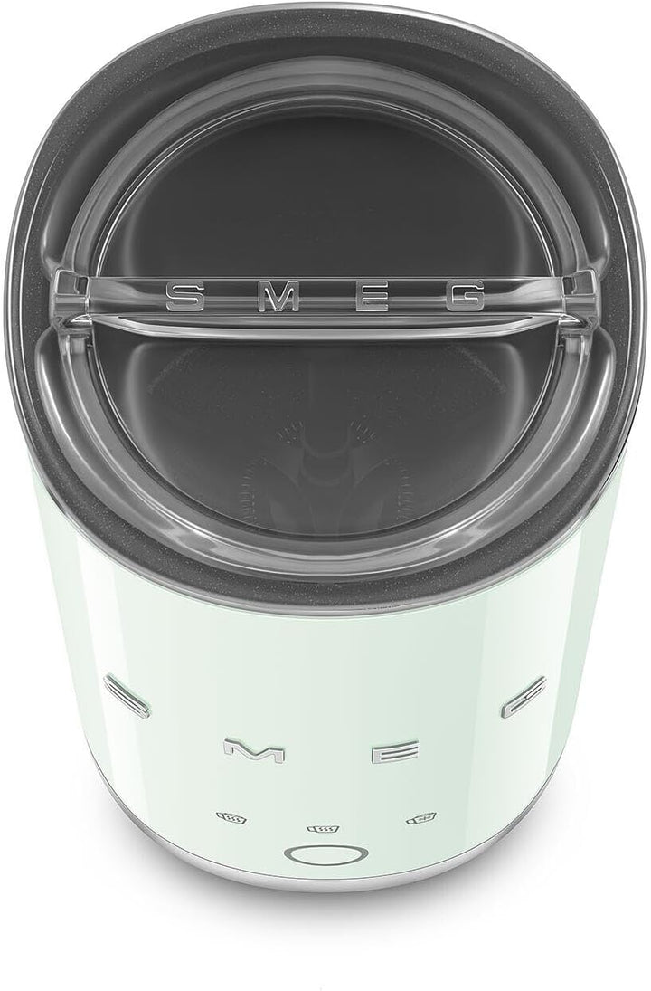 Smeg, MFF02PGEU Elektrischer Milchaufschäumer, 3 Getränkefunktionen, abnehmbarer Schneebesen, Antiha