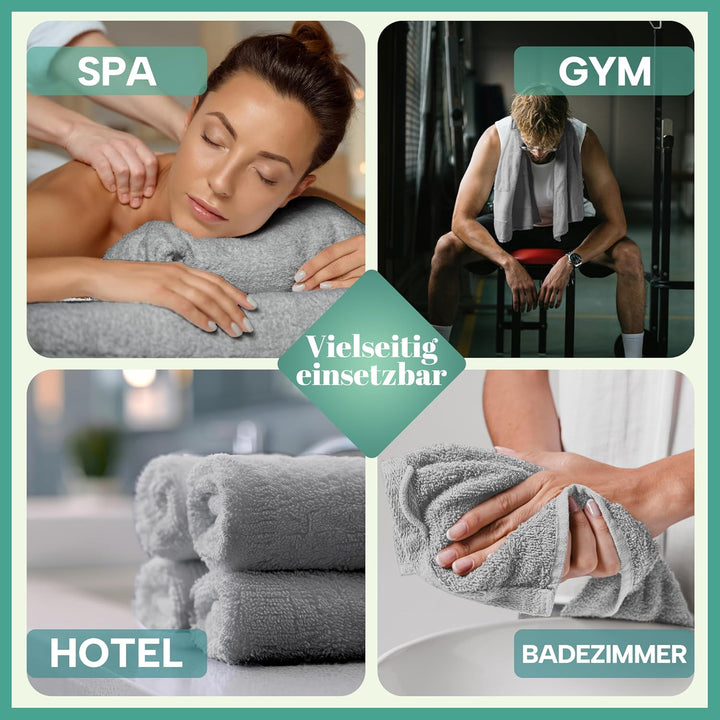 NatureMark NM-HT0842 Frottier Handtücher, 8-er Pack, 50 x 100 cm, 100% Baumwolle (Weiss/Silber), Wei