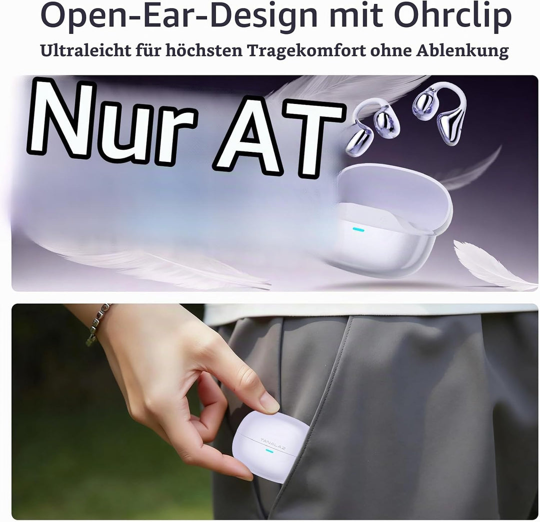Open-Ear-Kopfhörer I5, Kabellose Bluetooth 6.0 Clip-On-Ohrhörer mit ENC, IPX5 wasserdicht, 36 Std. L