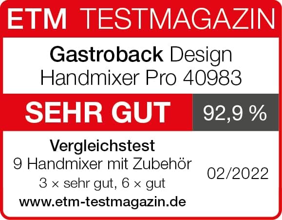 GASTROBACK 40983 Design Handmixer Pro, 5 Geschwindigkeiten und Turbo-Funktion, Dural-Aluminium gebür