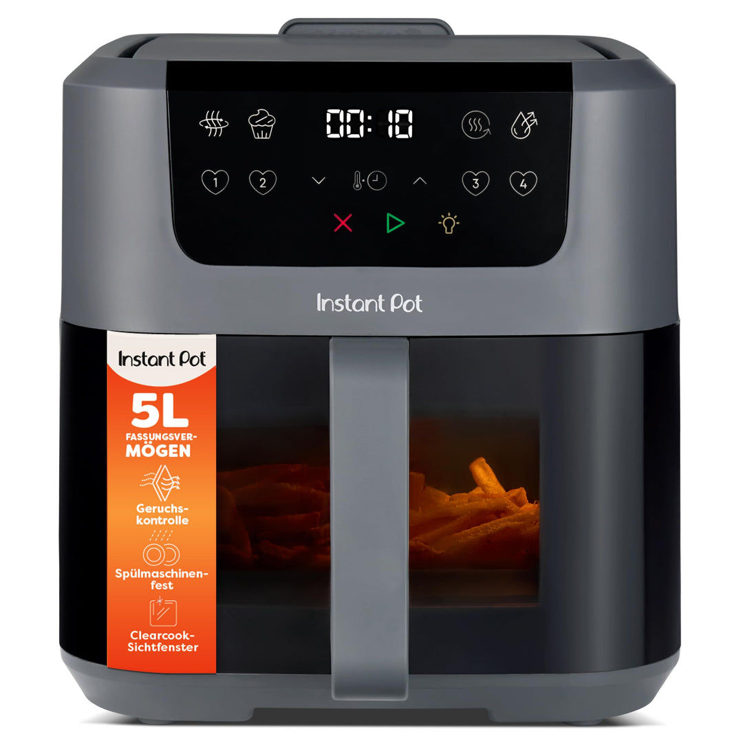 Instant Pot Vortex Compact Trüffel Grau Heissluftfritteuse 5 l Korb, Familiengrösse, 4 in 1 – Heissl