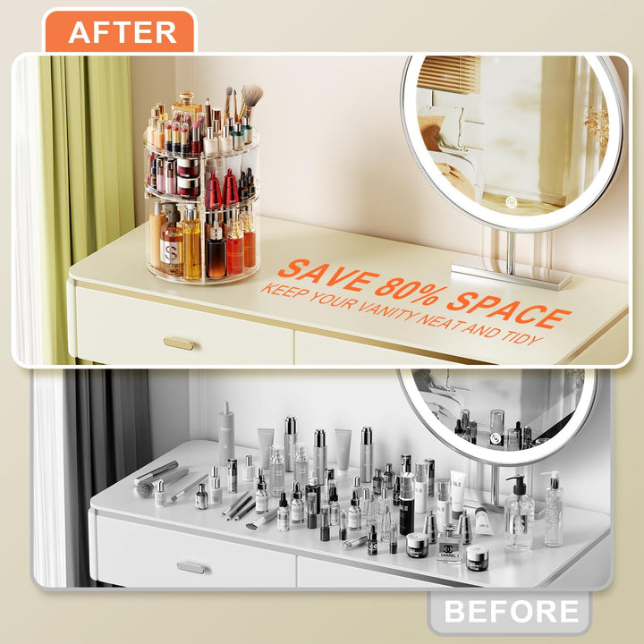 Auxmir Schminktisch Organizer mit 9 Einstellbaren Stufen, Make Up Organizer 360° Drehbar, Extra Grös